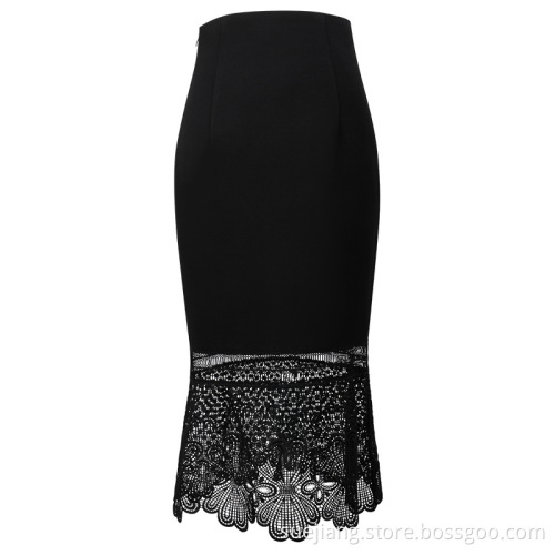 Hollow Out Half-length Skirt with Buttock-wrapped Pure Lace